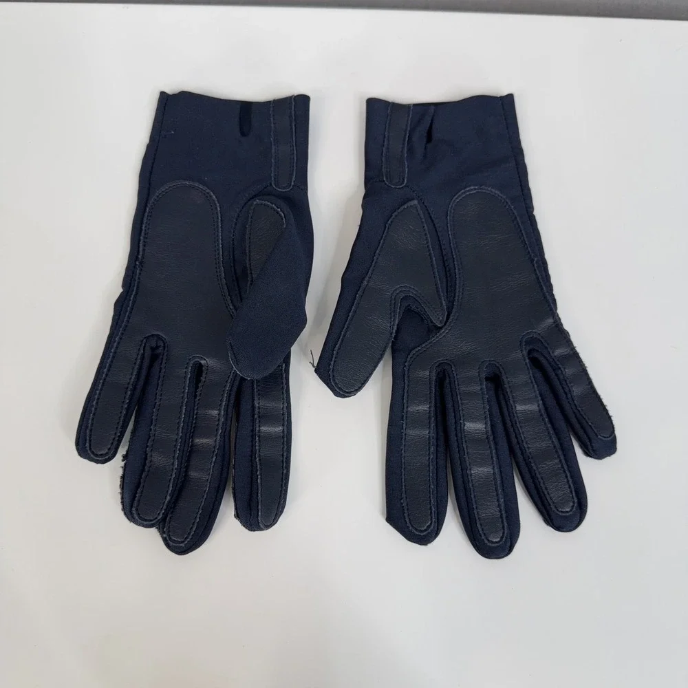 Vintage Gloves Womens One Size Blue Lightweight Nylon Spandex Palm Grip Winter